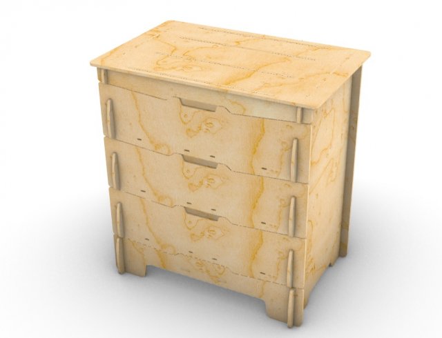 Chest of drawers for laser cutting Modelo 3D .c4d .max .obj .3ds .fbx .stl .blend 