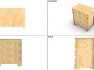 레이저 절단용 서랍장 3D 모델