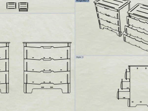 레이저 절단용 서랍장 3D 모델