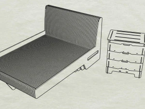 레이저 절단용 서랍장 3D 모델