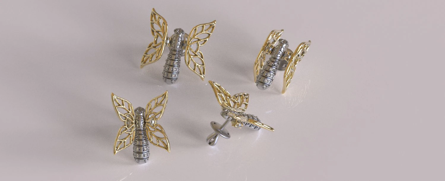 Butterfly earrings vvv 3D Print Model .c4d .max .obj .3ds .fbx .stl .blend 