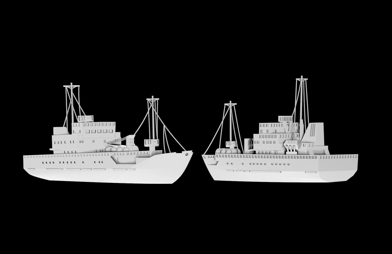 Bas-relief fishing vessel 3D Print Model .c4d .max .obj .3ds .fbx .stl .blend