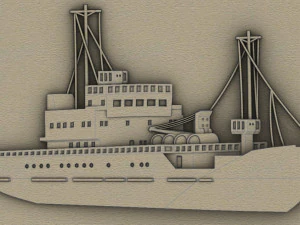 Bas-relief fishing vessel 3D Print Model