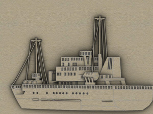 Bas-relief fishing vessel Model Cetak 3D
