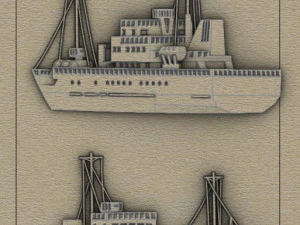 Bas-relief fishing vessel 3D Print Model