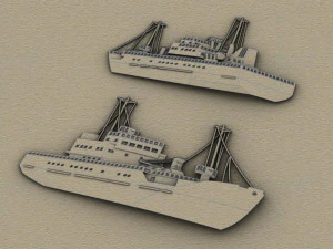 Bas-relief fishing vessel 3D Print Model