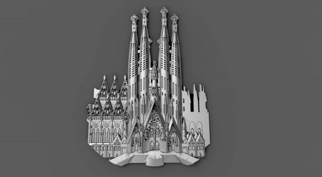 Sagrada familia temple Model Cetak 3D .c4d .max .obj .3ds .fbx .stl .blend 