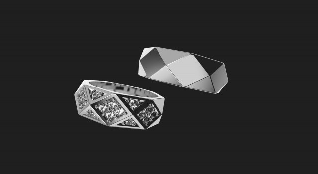 WEDDING RINGS FACETS VVV Model do druku 3D .c4d .max .obj .3ds .fbx .stl .blend 