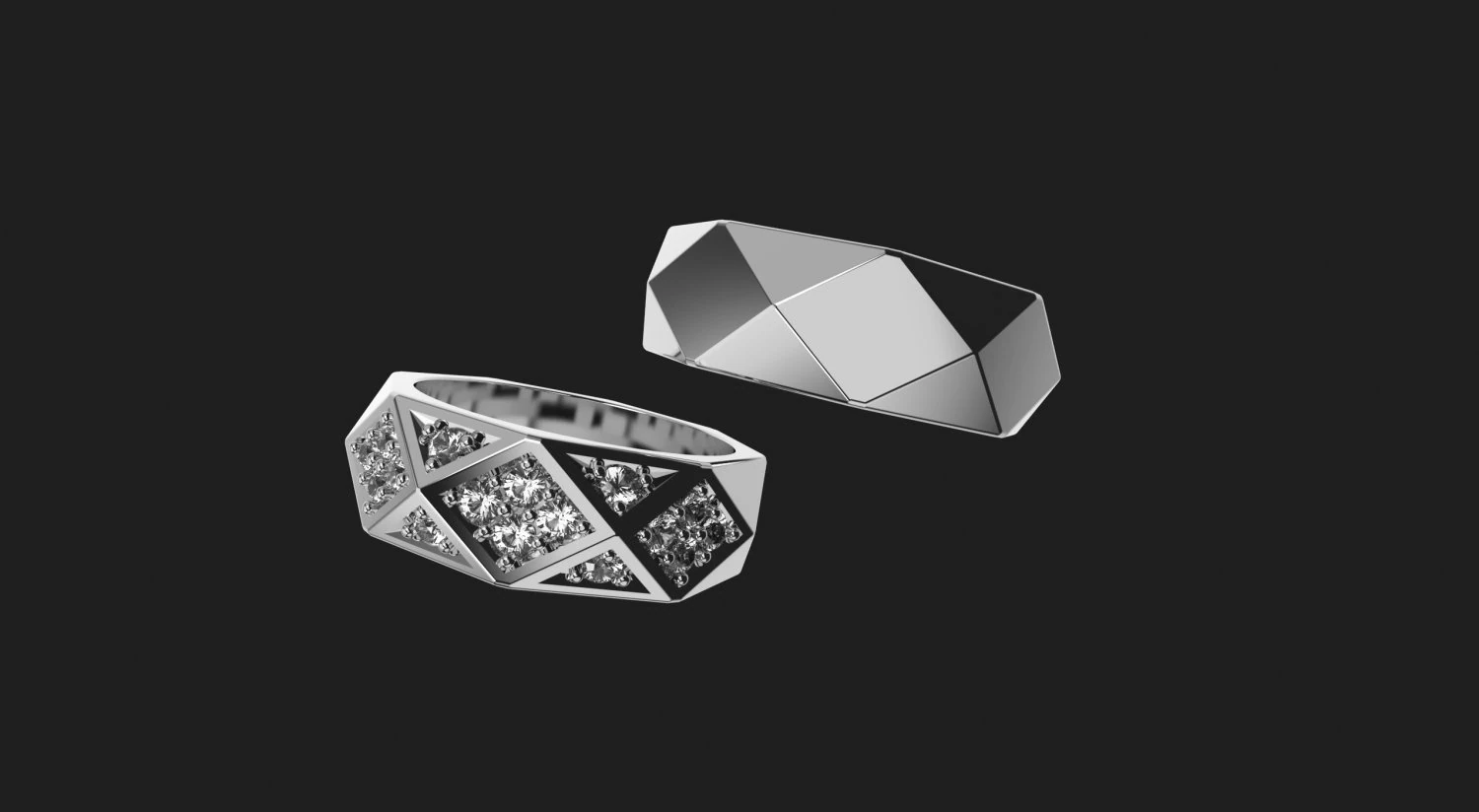 WEDDING RINGS FACETS VVV 3D Print Model .c4d .max .obj .3ds .fbx .stl .blend