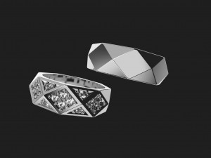 WEDDING RINGS FACETS VVV 3Dプリントモデル