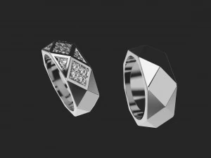 WEDDING RINGS FACETS VVV 3D Print Model