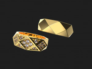 WEDDING RINGS FACETS VVV 3D Print Model
