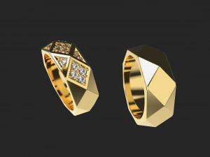 WEDDING RINGS FACETS VVV 3D Print Model