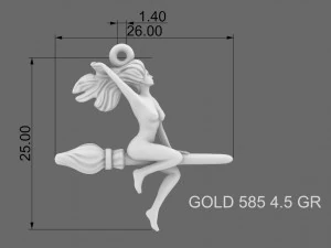 A witch on a broomstick 3D Print Model