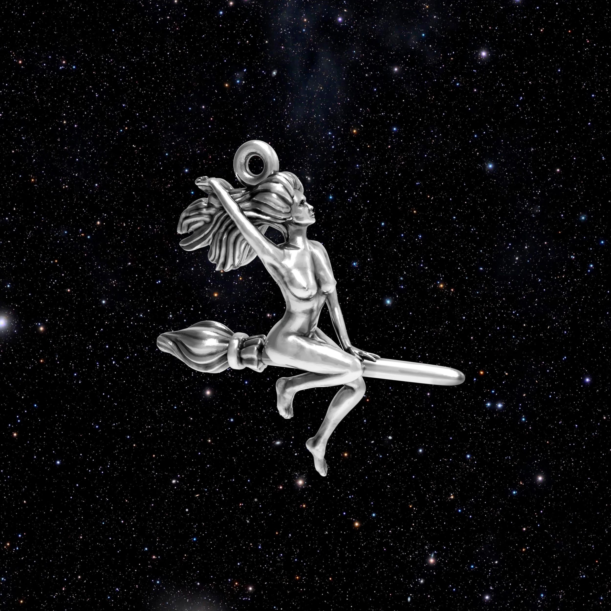 A witch on a broomstick 3D Print Model .c4d .max .obj .3ds .fbx .stl .blend 