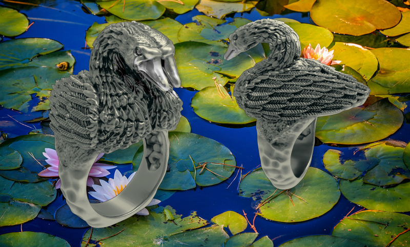 The swan ring 3D प्रिंट मॉडल .c4d .max .obj .3ds .fbx .stl .blend 