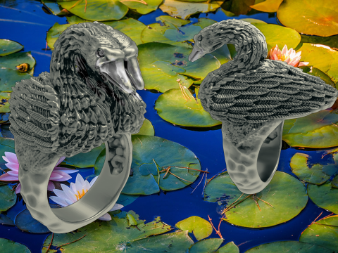 The swan ring 3Dプリントモデル