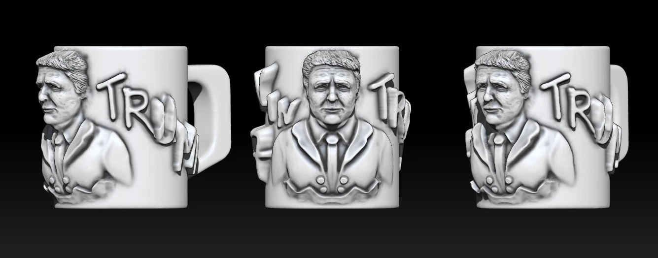 Trump mug 47 3D Print Model .c4d .max .obj .3ds .fbx .stl .blend