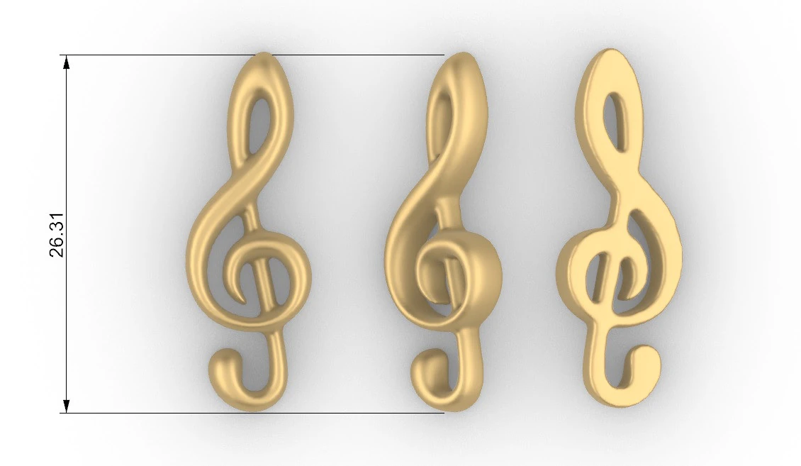 Treble clef 3D Print Model .c4d .max .obj .3ds .fbx .stl .blend 