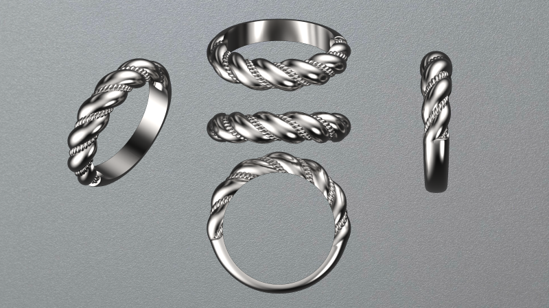 Pigtail ring 3D Baskı Modeli .c4d .max .obj .3ds .fbx .stl .blend