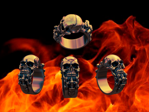 The skull ring Modelo de Impressão 3D
