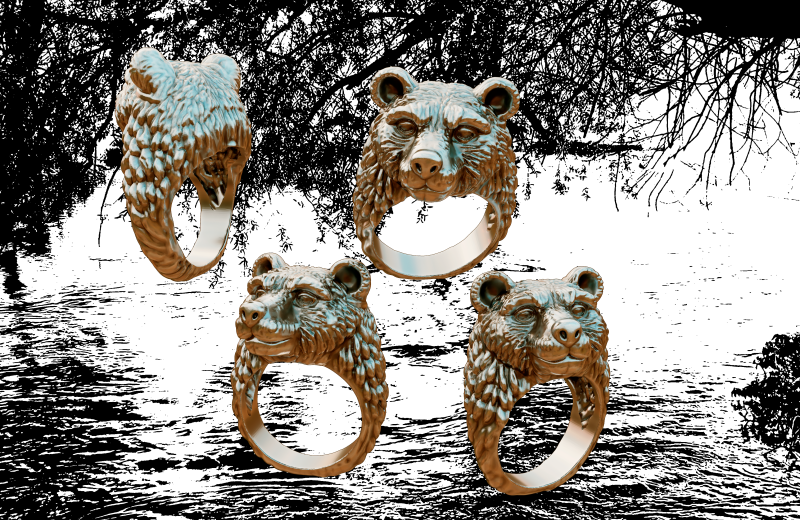 Teddy bear ring 3D Print Model .c4d .max .obj .3ds .fbx .stl .blend