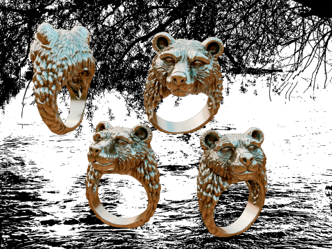 Teddy bear ring 3D Print Model