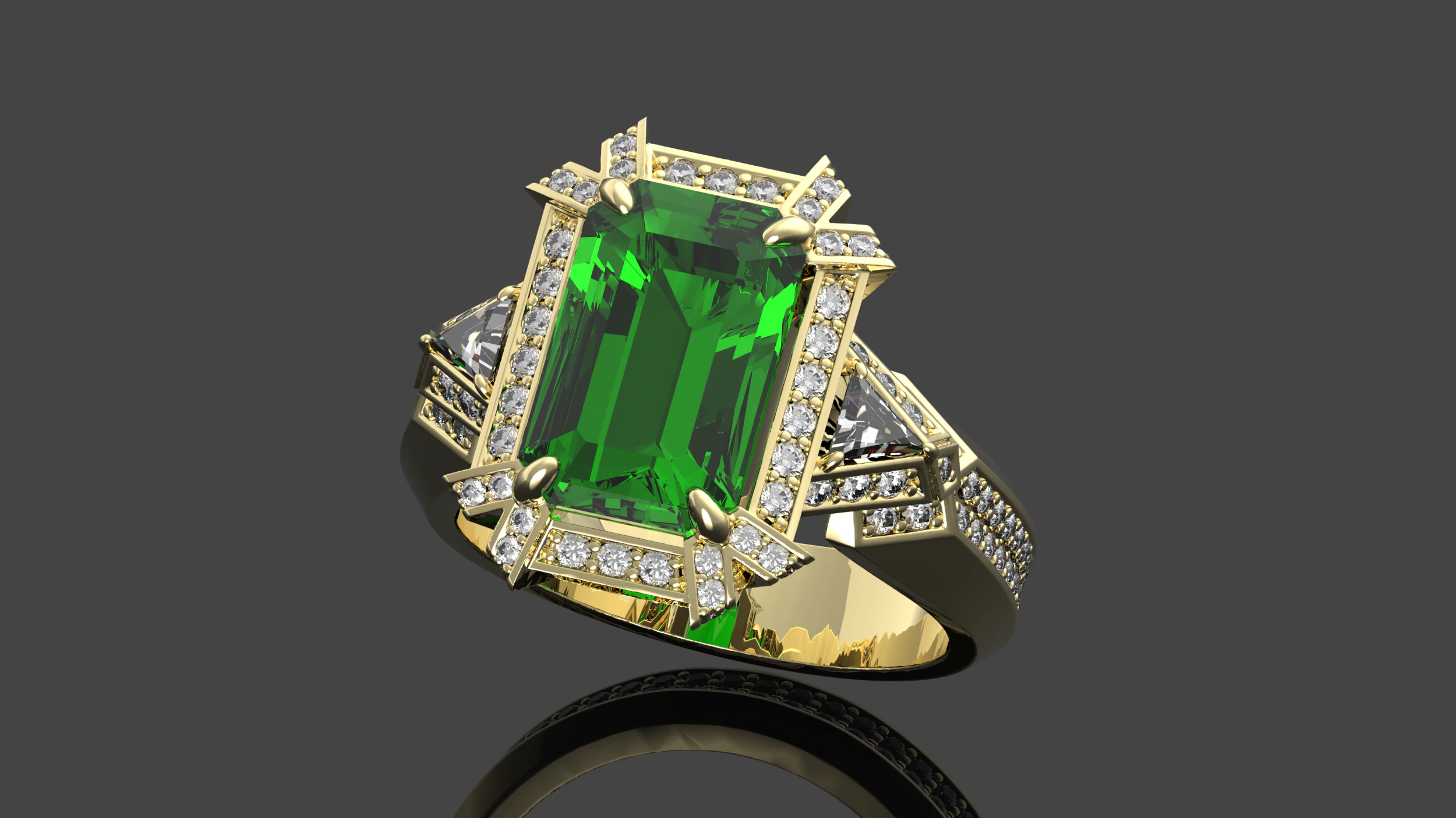 Emerald ring 3D Print Model .c4d .max .obj .3ds .fbx .stl .blend