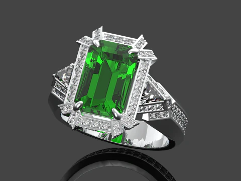 Emerald ring 3D Print Model