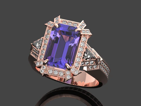 Emerald ring 3D Print Model