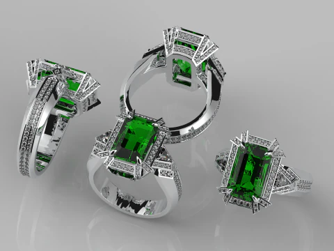 Emerald ring 3D Print Model