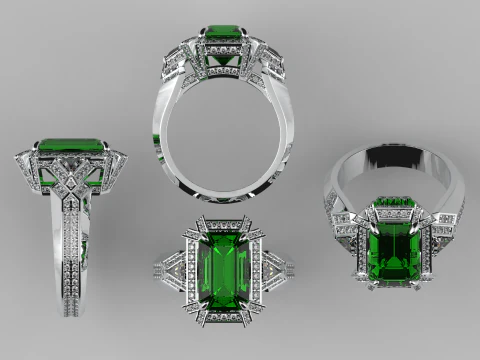 Emerald ring 3D Print Model
