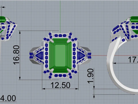 Emerald ring 3D Print Model
