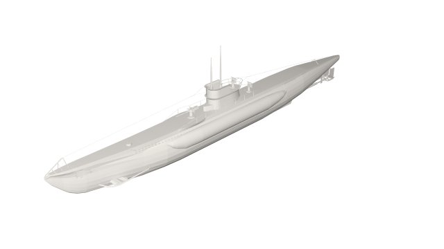 Military Ship submarine 3D Model .c4d .max .obj .3ds .fbx .stl .blend 