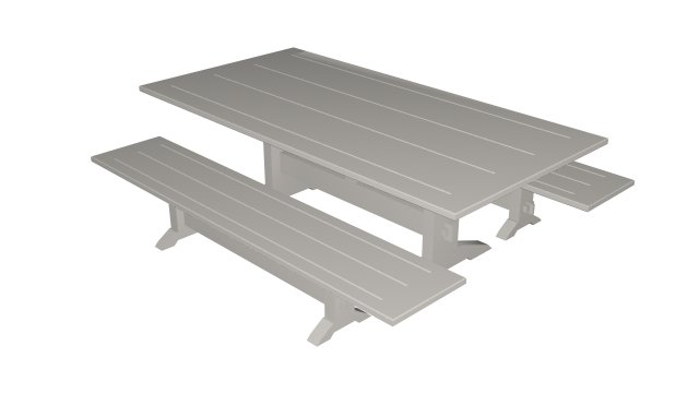 Table and benches 3Dモデル .c4d .max .obj .3ds .fbx .stl .blend 