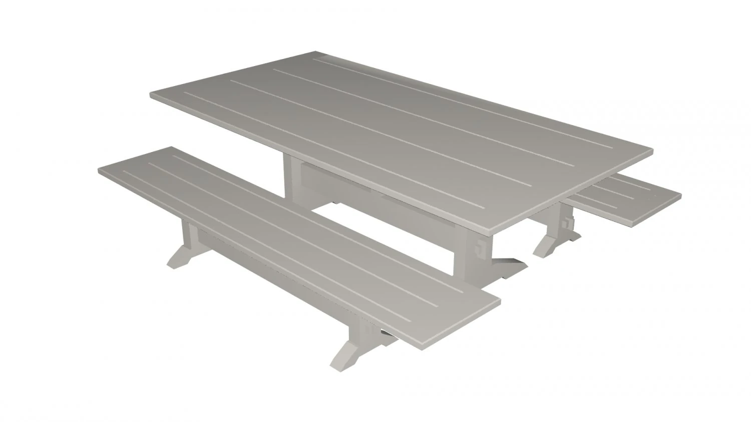 Table and benches 3D Model .c4d .max .obj .3ds .fbx .stl .blend 