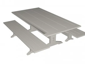 Table and benches 3D Model
