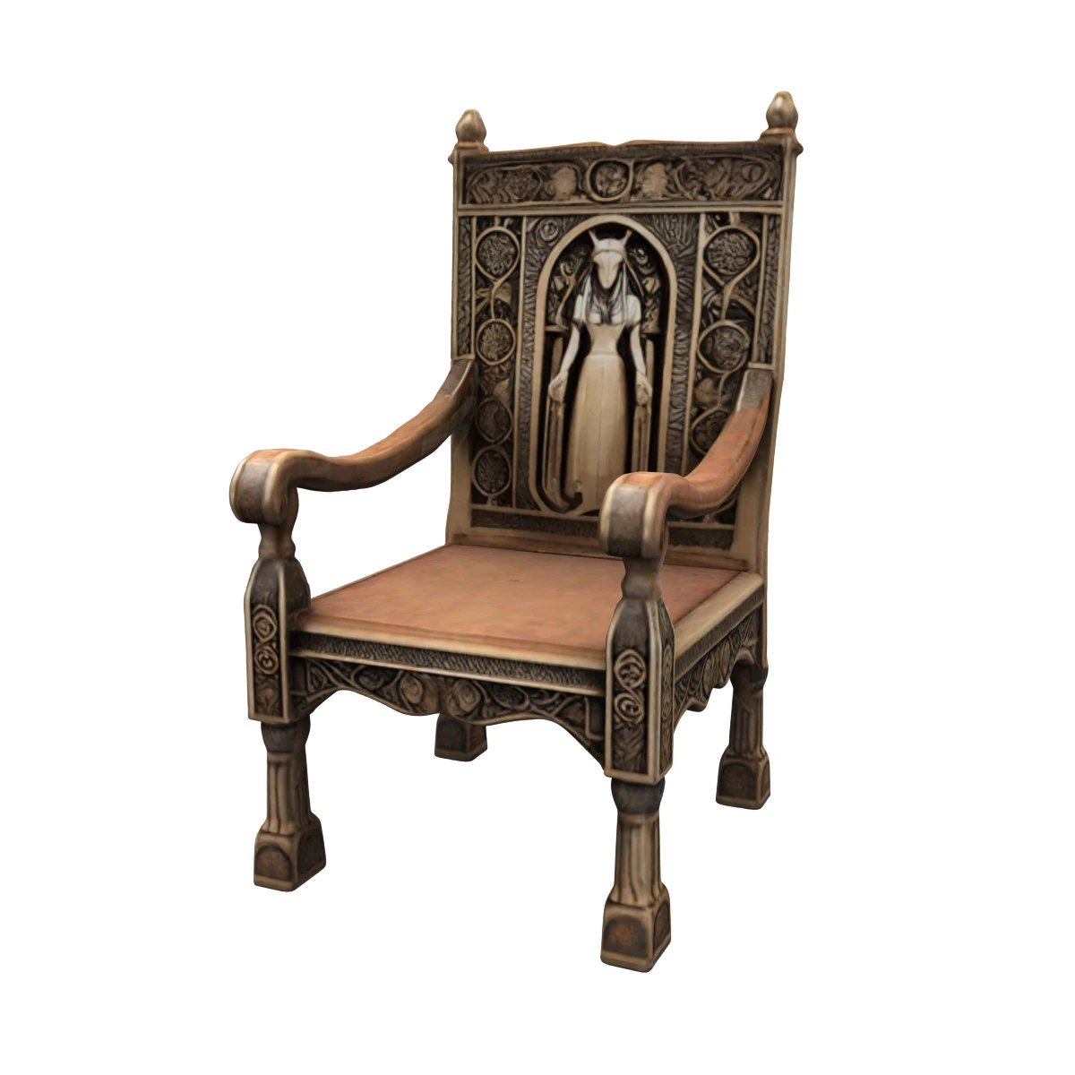 Wooden Throne 3D Model .c4d .max .obj .3ds .fbx .stl .blend 