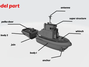 Tugboat miniature 3D Print Model