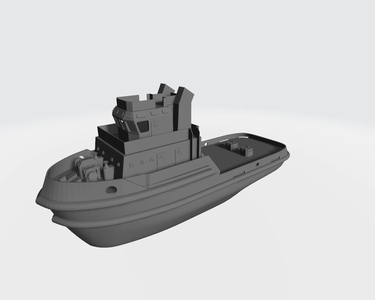 Tugboat miniature for RC 3D Print Model .c4d .max .obj .3ds .fbx .stl .blend