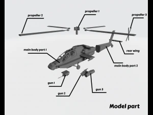 Helicopter military ah-64 apache 3D Print Model