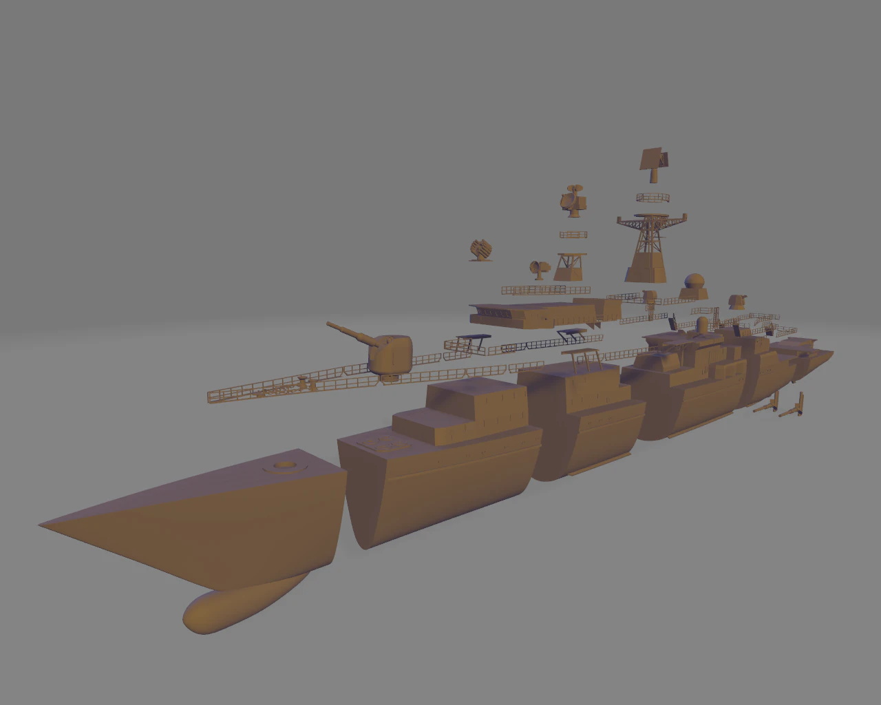 Russian battleship yaroslav mudry 3D Print Model .c4d .max .obj .3ds .fbx .stl .blend