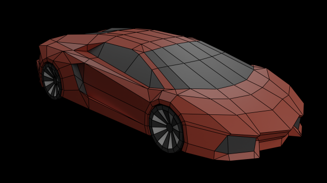 Supercar 1 Lowpoly papercraft 3D Model .c4d .max .obj .3ds .fbx .stl .blend 