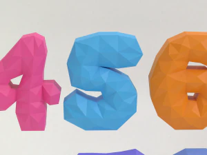 Alphabet Number kids Lowpoly 3D Model