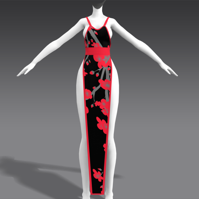 China Dress 3D-Modell .c4d .max .obj .3ds .fbx .stl .blend 