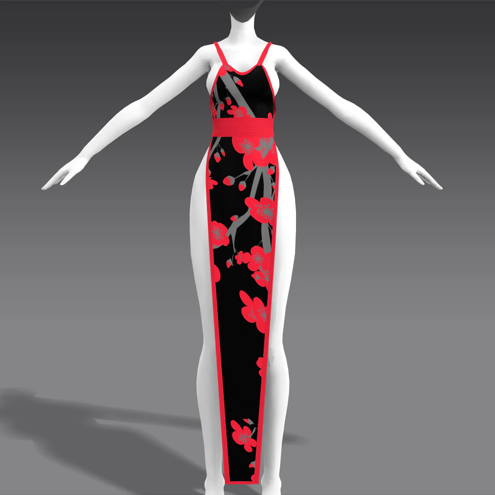 China Dress 3D Model .c4d .max .obj .3ds .fbx .stl .blend 
