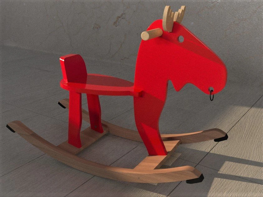 EKORRE Rocking moose red-rubberwood 3D Model .c4d .max .obj .3ds .fbx .stl .blend 
