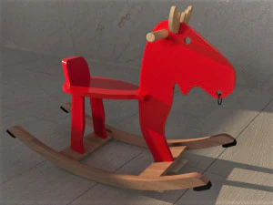 EKORRE Rocking moose red-rubberwood 3D Model