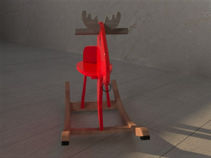 EKORRE Rocking moose red-rubberwood Modèle 3D