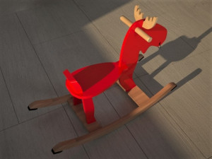 EKORRE Rocking moose red-rubberwood Modèle 3D